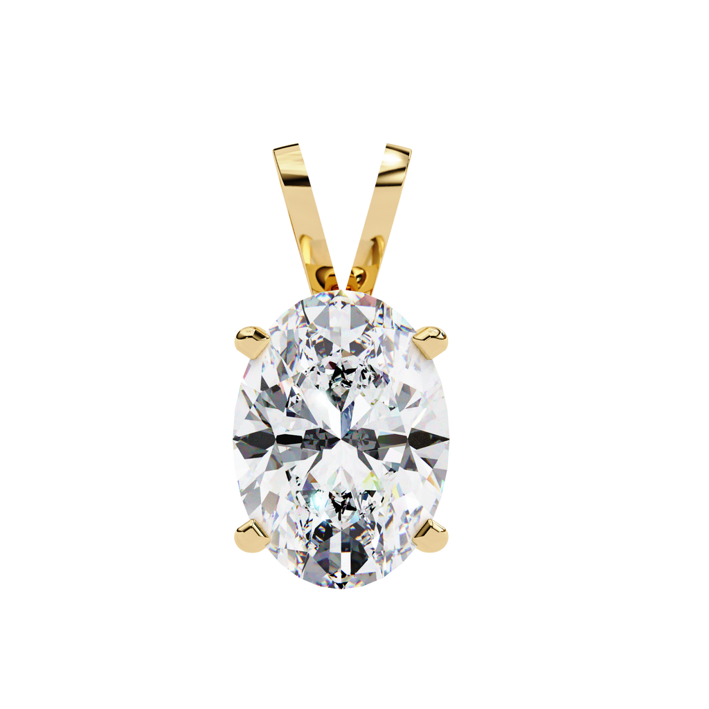 Yellow Gold Oval Diamond Solitaire Pendant