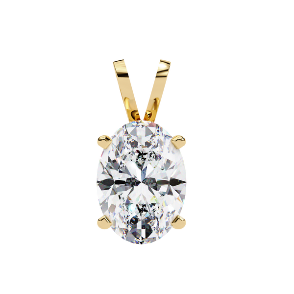 Yellow Gold Oval Diamond Solitaire Pendant
