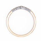 Rose Gold Round Diamond Crown Tiara Milgrain Band Ring