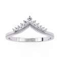 White Gold Round Diamond Crown Tiara Milgrain Band Ring