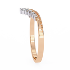 Rose Gold Round Diamond Crown Tiara Milgrain Band Ring