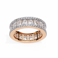 Rose Gold Princess-Cut Diamond Three-Row Full Eternity Band Ring