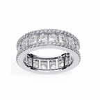 White Gold Princess-Cut Diamond Three-Row Full Eternity Band Ring
