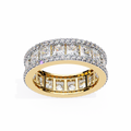 Yellow Gold Princess Cut Pavé Edge Eternity Diamond Band Ring