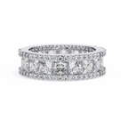 White Gold Princess-Cut Diamond Three-Row Full Eternity Band Ring
