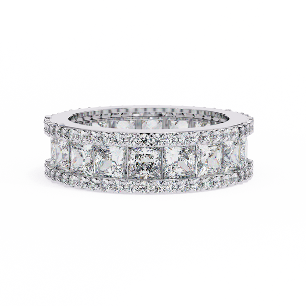 White Gold Princess-Cut Diamond Three-Row Full Eternity Band Ring