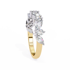 Yellow Gold Marquise & Round Alternating Diamond Band Ring