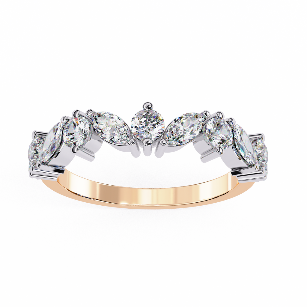 Rose Gold Marquise & Round Diamond Alternating Two-Tone Band Ring