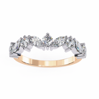 Rose Gold Marquise & Round Diamond Alternating Two-Tone Band Ring