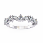 White Gold Marquise & Round Diamond Alternating Band Ring