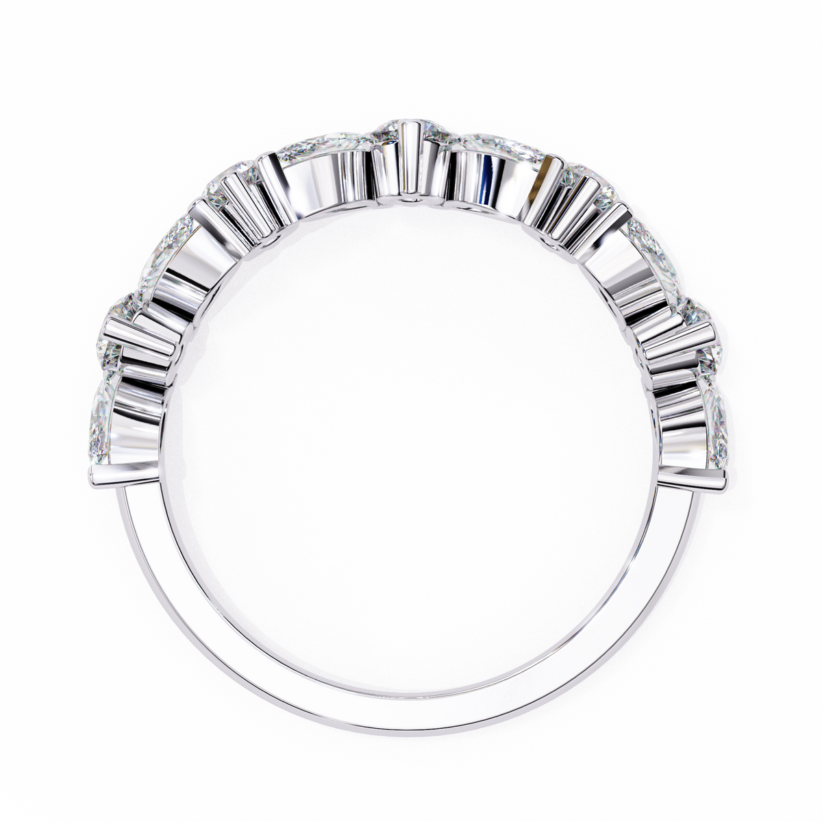 White Gold Marquise & Round Diamond Alternating Band Ring