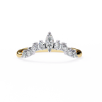 Yellow Gold Marquise Crown Tiara Diamond Band Ring