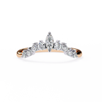 Rose Gold Marquise Crown Tiara Diamond Band Ring
