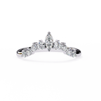 White Gold Marquise Crown Tiara Diamond Band Ring