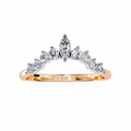 Rose Gold Marquise Crown Tiara Diamond Band Ring