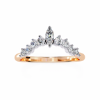 Rose Gold Marquise Crown Tiara Diamond Band Ring