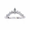 White Gold Marquise Crown Tiara Diamond Band Ring