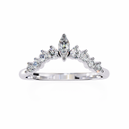 White Gold Marquise Crown Tiara Diamond Band Ring