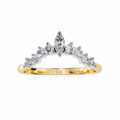 Yellow Gold Marquise Crown Tiara Diamond Band Ring