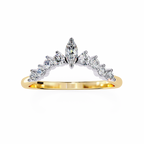 Yellow Gold Marquise Crown Tiara Diamond Band Ring
