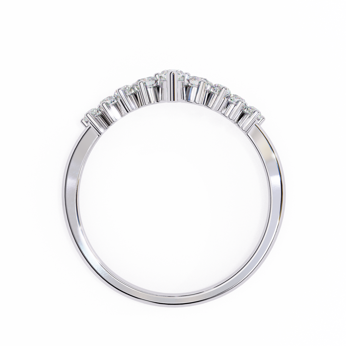White Gold Marquise Crown Tiara Diamond Band Ring