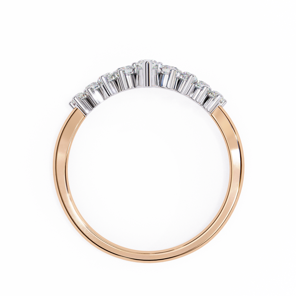 Rose Gold Marquise Crown Tiara Diamond Band Ring