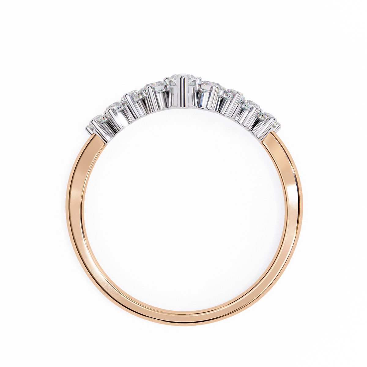 Rose Gold Marquise Crown Tiara Diamond Band Ring