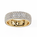 Yellow Gold Five-Row Pavé Full Eternity Diamond Band Ring