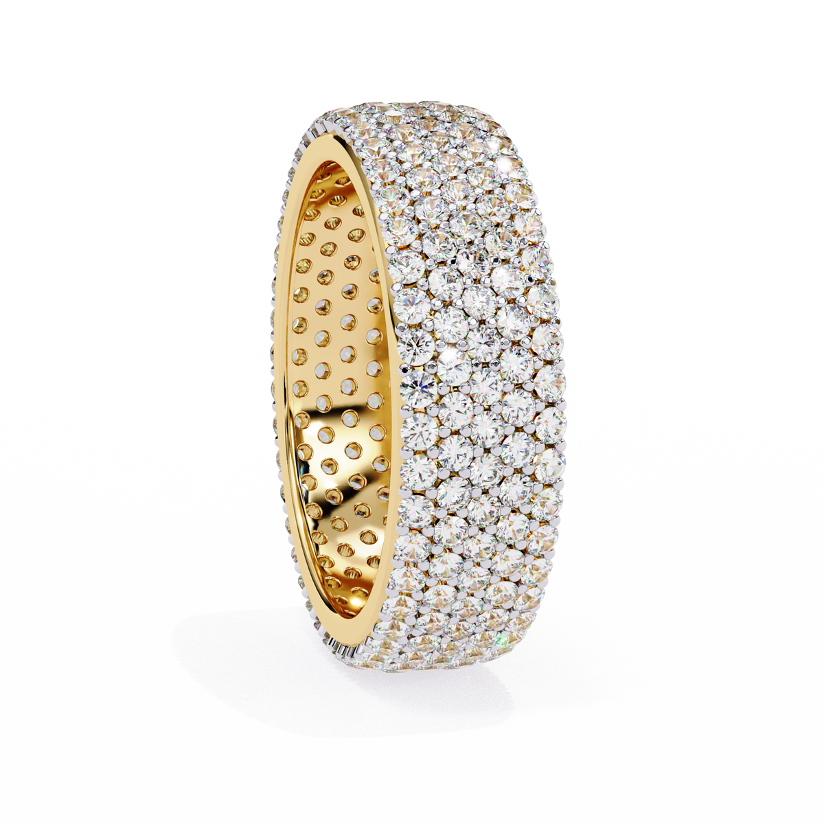 Yellow Gold Five-Row Pavé Full Eternity Diamond Band Ring