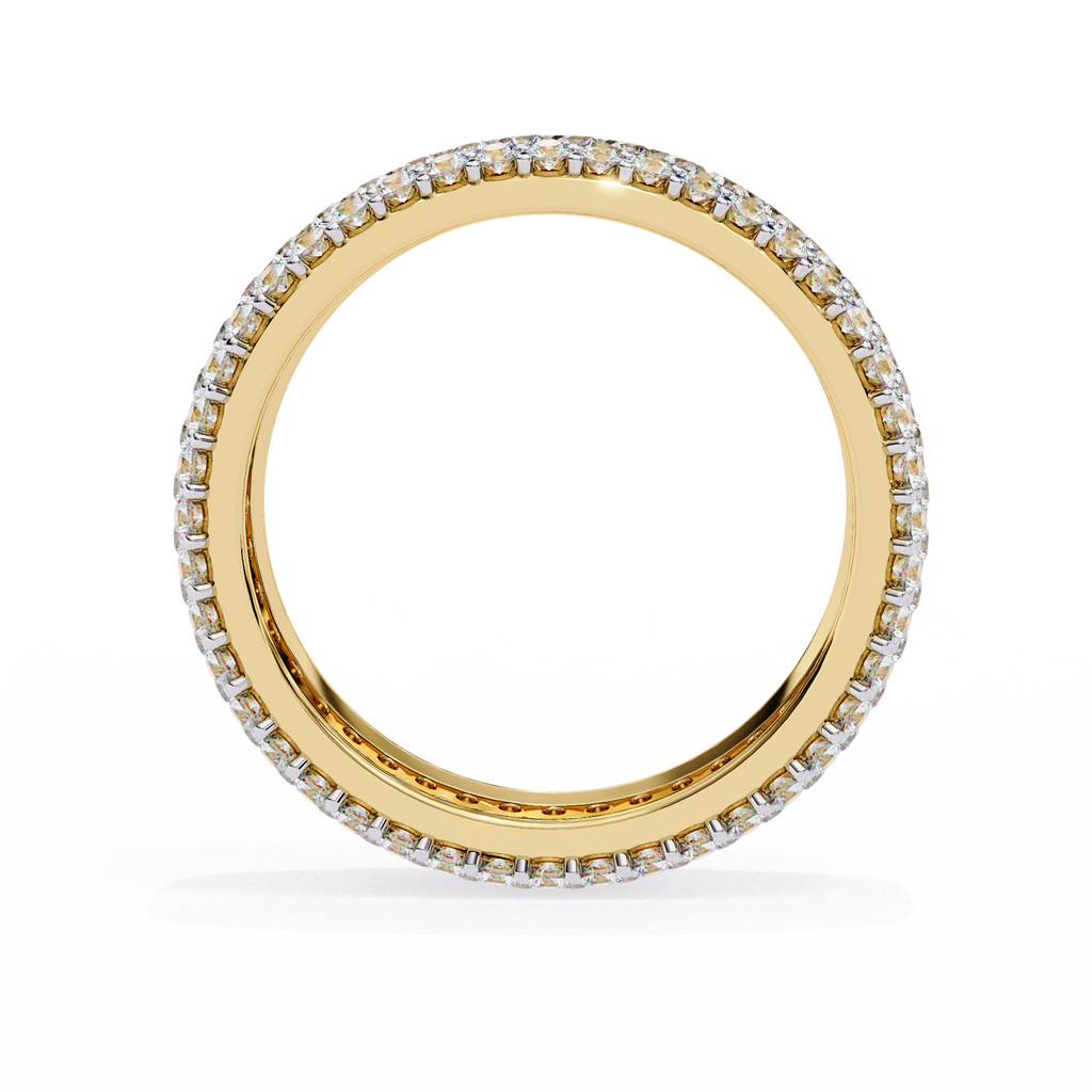 Yellow Gold Five-Row Pavé Full Eternity Diamond Band Ring