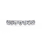 White Gold Round Diamond Shared Prong Half Eternity Band Ring
