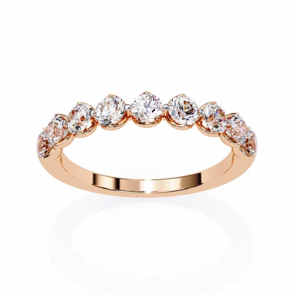 Rose Gold Round Diamond Shared Prong Half Eternity Band Ring