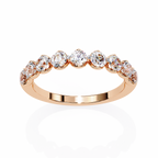 Rose Gold Round Diamond Shared Prong Half Eternity Band Ring