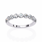White Gold Round Diamond Shared Prong Half Eternity Band Ring