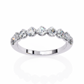 White Gold Round Diamond Shared Prong Half Eternity Band Ring