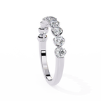 White Gold Round Diamond Shared Prong Half Eternity Band Ring