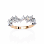 Rose Gold Scattered Baguette Diamond Two-Tone Band Ring