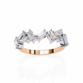 Rose Gold Scattered Baguette Diamond Two-Tone Band Ring