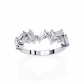 White Gold Scattered Baguette Diamond Band Ring