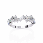 White Gold Scattered Baguette Diamond Band Ring