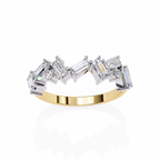 Yellow Gold Zigzag Baguette & Round Diamond Band Ring