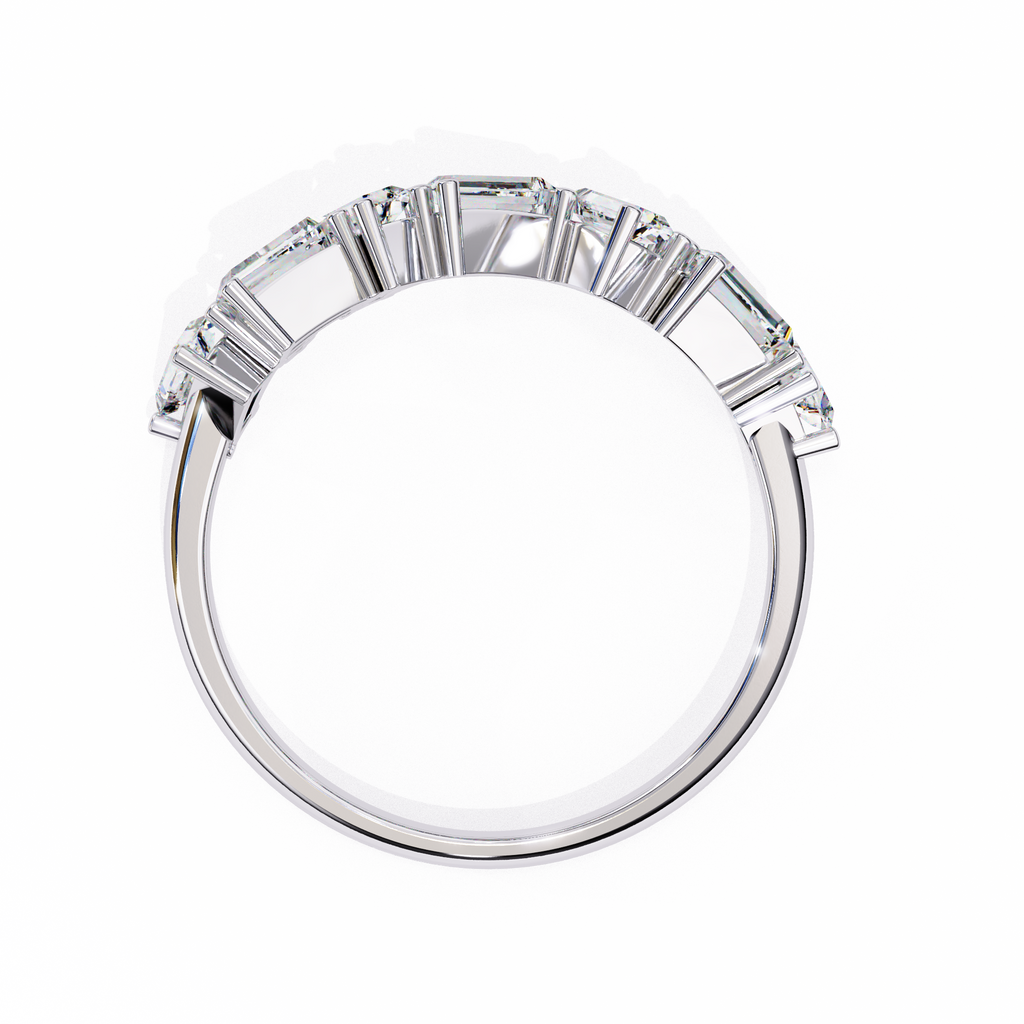 White Gold Scattered Baguette Diamond Band Ring
