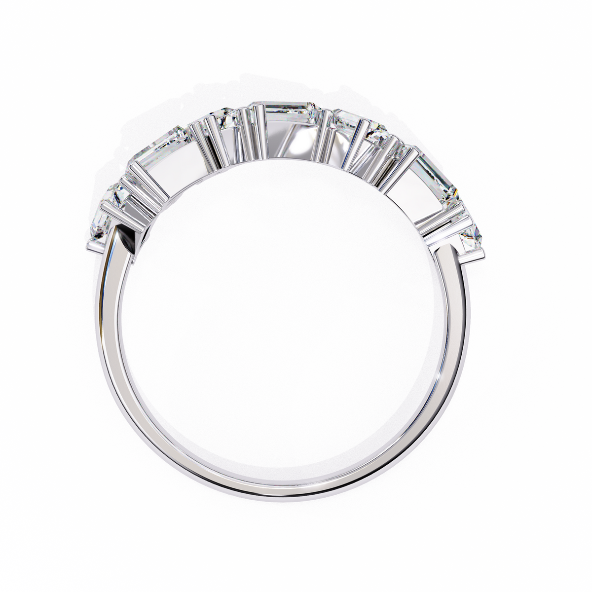 White Gold Scattered Baguette Diamond Band Ring