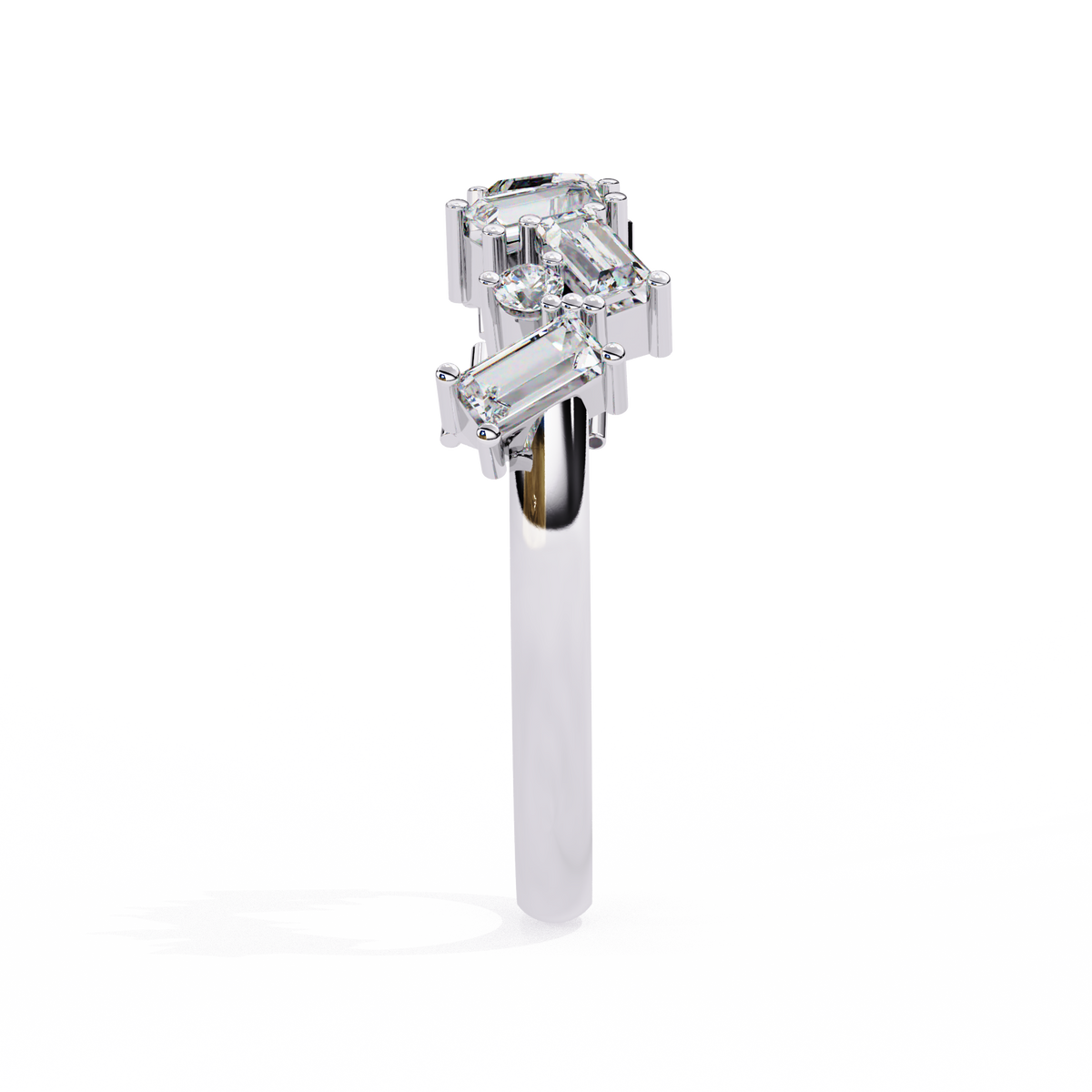 White Gold Scattered Baguette Diamond Band Ring
