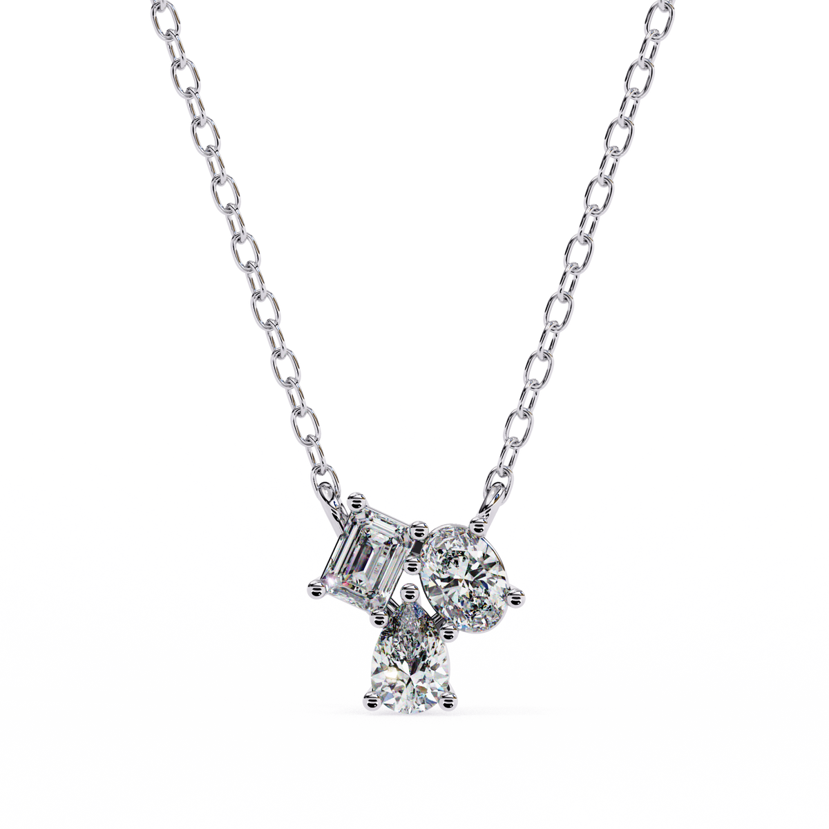 Trio Mixed-Cut Natural Diamond Cluster Pendant