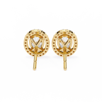 Yellow Gold Oval Cut Diamond Halo Stud Earring