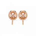 Rose Gold Oval Cut Diamond Open Halo Stud Earring