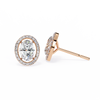 Rose Gold Oval Cut Diamond Open Halo Stud Earring