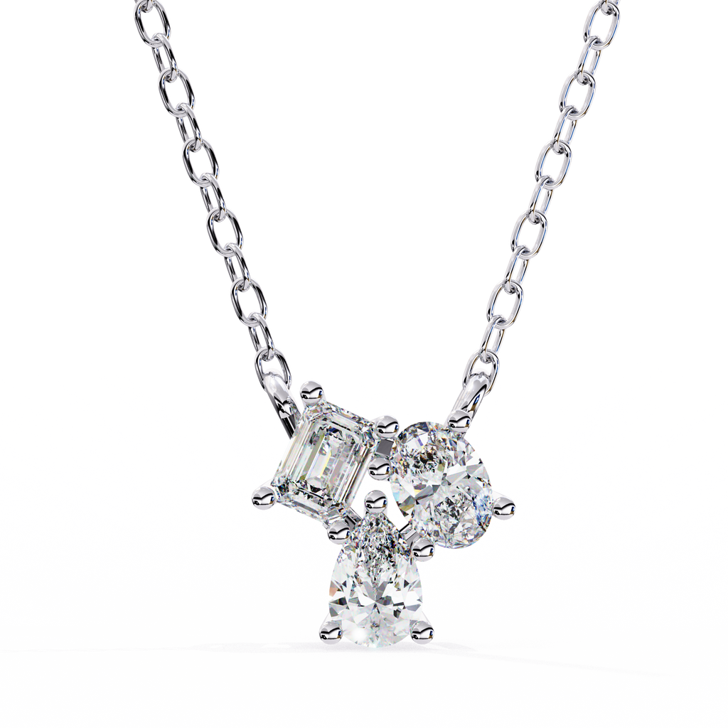 Trio Mixed-Cut Natural Diamond Cluster Pendant