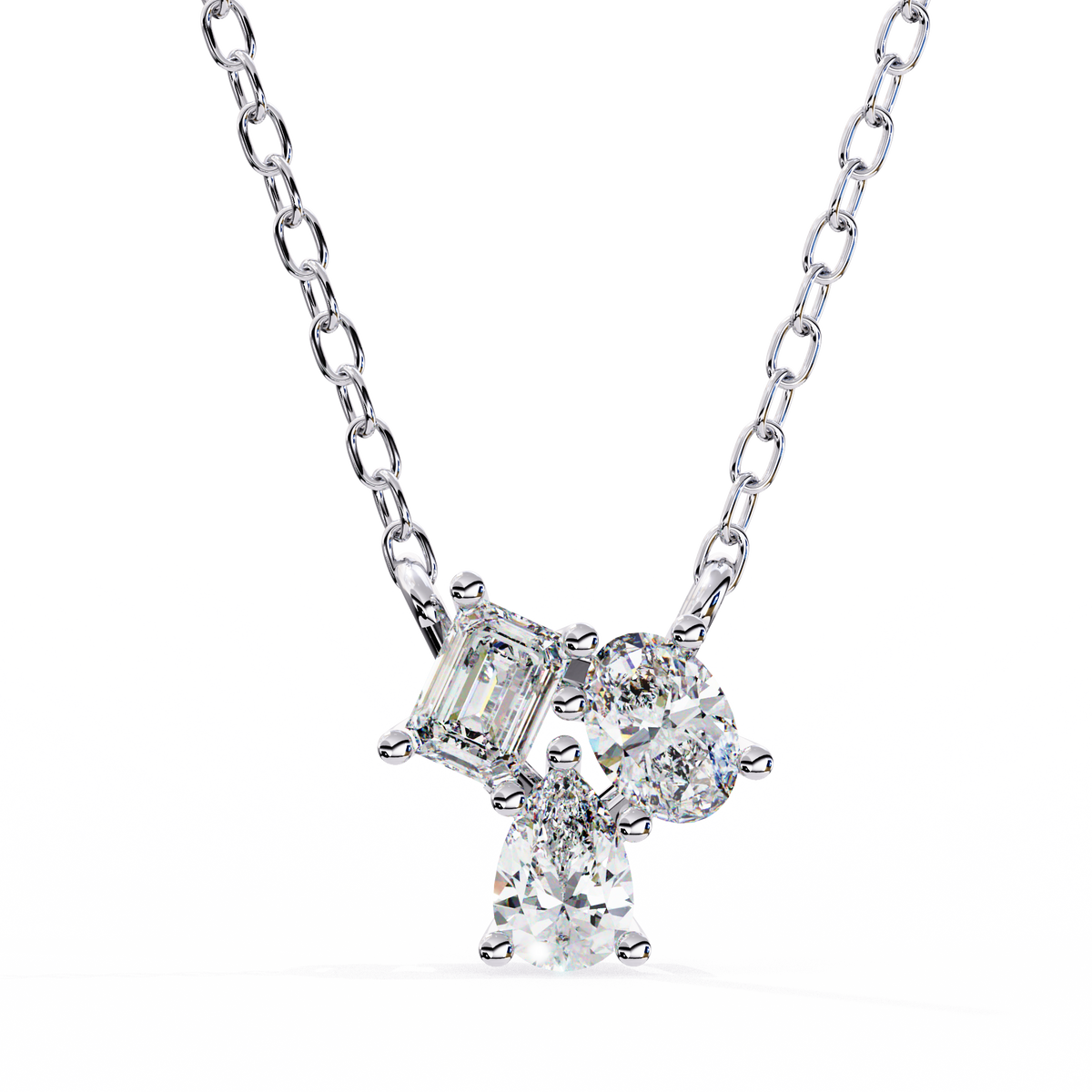Trio Mixed-Cut Natural Diamond Cluster Pendant